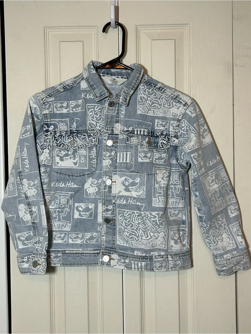Disney Mickey Mouse H&M x Keith Haring Girls' Denim Jacket Size M (8/10)